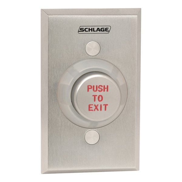 Schlage Electronics 1-1/4-in Button, Single Gang, Aluminum Button Engraved -inPUSH TO EXIT-in, Double Pole Double Throw 621AL EX DP